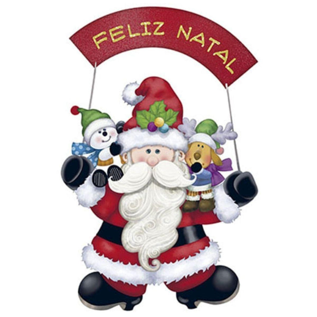 Aplique Litoarte APMN8-137 8cm Natal Papai Noel e Ajudantes - Palácio da Arte