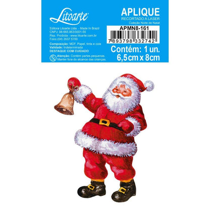 Aplique Litoarte APMN8-161 8cm Natal Papai Noel - Palácio da Arte