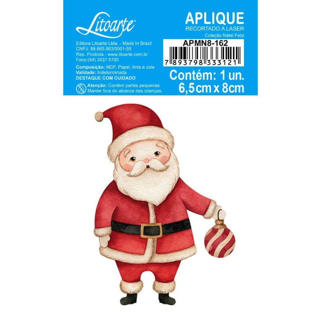 Aplique Litoarte APMN8-162 8cm Natal Papai Noel - Palácio da Arte