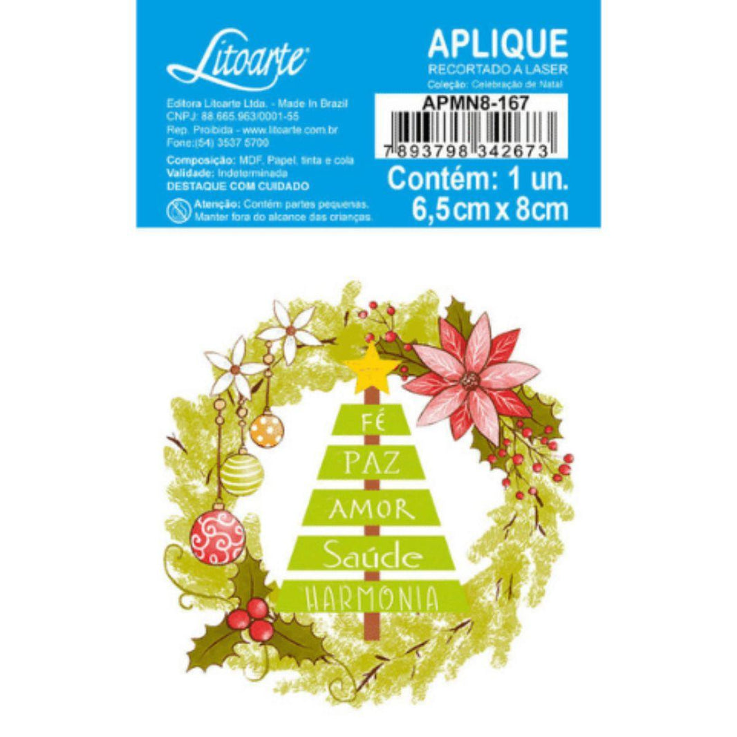 Aplique Litoarte APMN8-167 8cm Natal Guirlanda e Pinheiro - Palácio da Arte