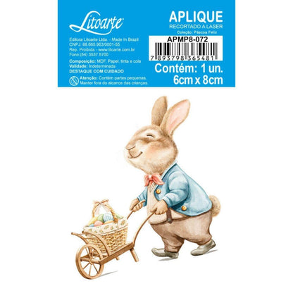 Aplique Litoarte APMP8-072 8cm Coelho e Carrinho - Palácio da Arte