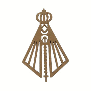 Aplique Nossa Senhora com Terço 13x8,5cm em MDF - Palácio da Arte