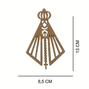 Aplique Nossa Senhora com Terço 13x8,5cm em MDF - Palácio da Arte