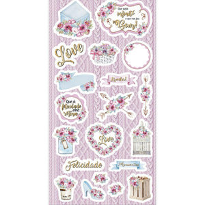 Apliques Die Cuts Litoarte LDC-011 15x29cm Shabby Chic Rosa - Palácio da Arte