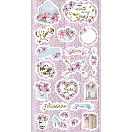 Apliques Die Cuts Litoarte LDC-011 15x29cm Shabby Chic Rosa - Palácio da Arte
