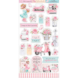 Apliques Die Cuts Litoarte LDC-020 15x29cm Tags Meu Mundo Rosa - Palácio da Arte