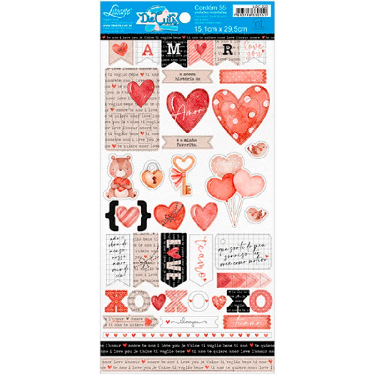 Apliques Die Cuts Litoarte LDC-022 15x29cm Tags Amor - Palácio da Arte