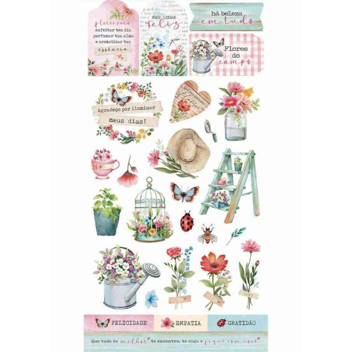 Apliques Die Cuts Litoarte LDC-039 15x29cm Flores Do Campo - Palácio da Arte