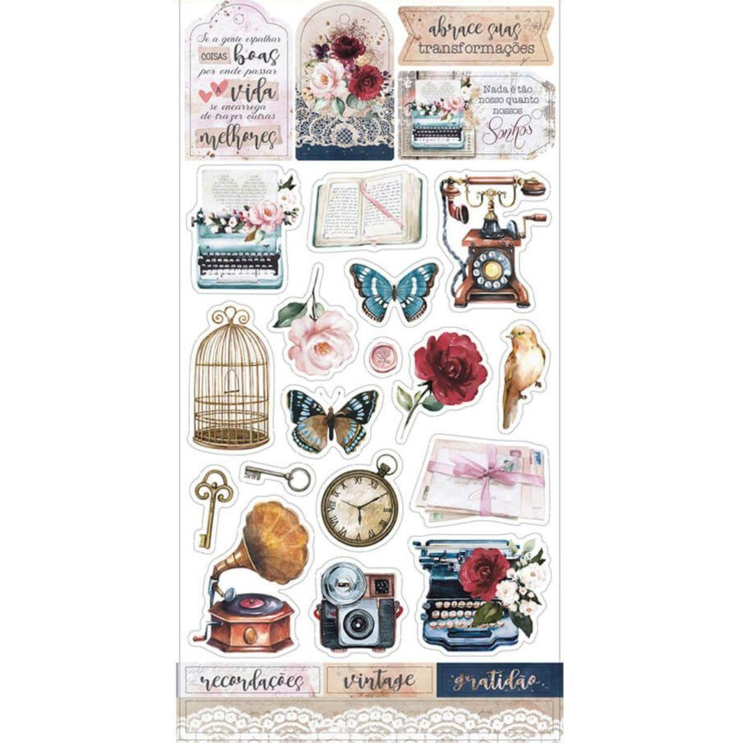 Apliques Die Cuts Litoarte LDC-040 15x29cm Memórias Vintage - Palácio da Arte