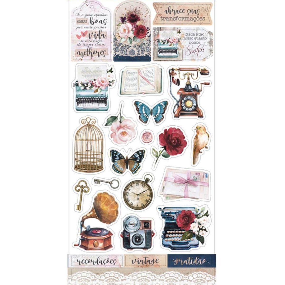 Apliques Die Cuts Litoarte LDC-040 15x29cm Memórias Vintage - Palácio da Arte