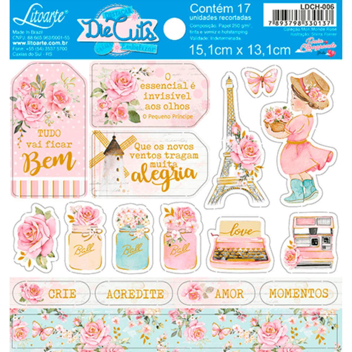 Apliques Die Cuts Litoarte LDCH-006 15x15cm Tags Tudo Vai Ficar Bem - Palácio da Arte