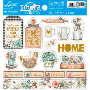 Apliques Die Cuts Litoarte LDCH-007 15x15cm Tags Home Sweet Home - Palácio da Arte