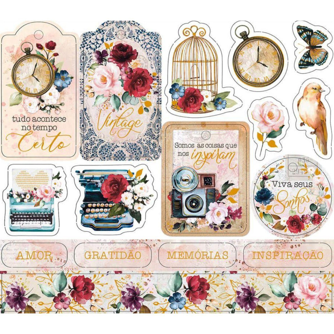 Apliques Die Cuts Litoarte LDCH-017 15x15cm Memórias Vintage - Palácio da Arte