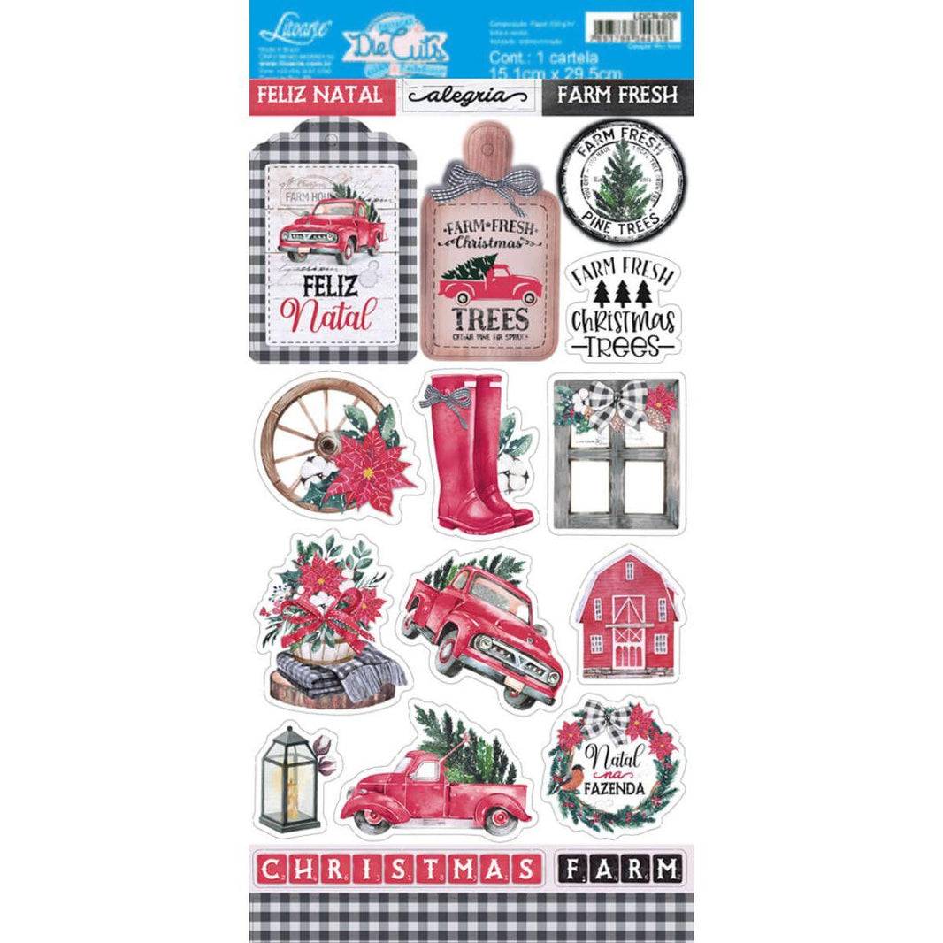 Apliques Die Cuts Litoarte LDCN-012 15x29cm Natal Farm - Palácio da Arte