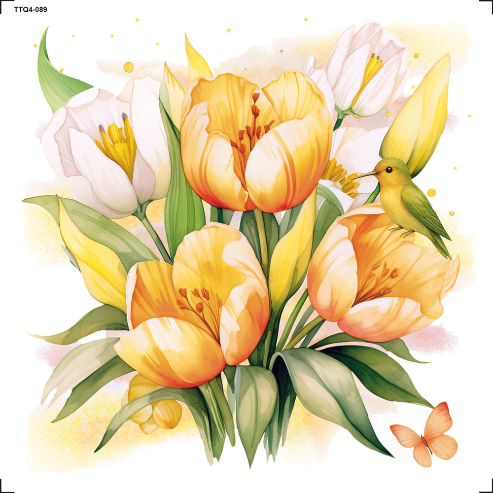 Transfer Têxtil 13,5x13,5cm TTQ4-089 Tulipas Amarelas