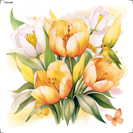 Transfer Têxtil 13,5x13,5cm TTQ4-089 Tulipas Amarelas