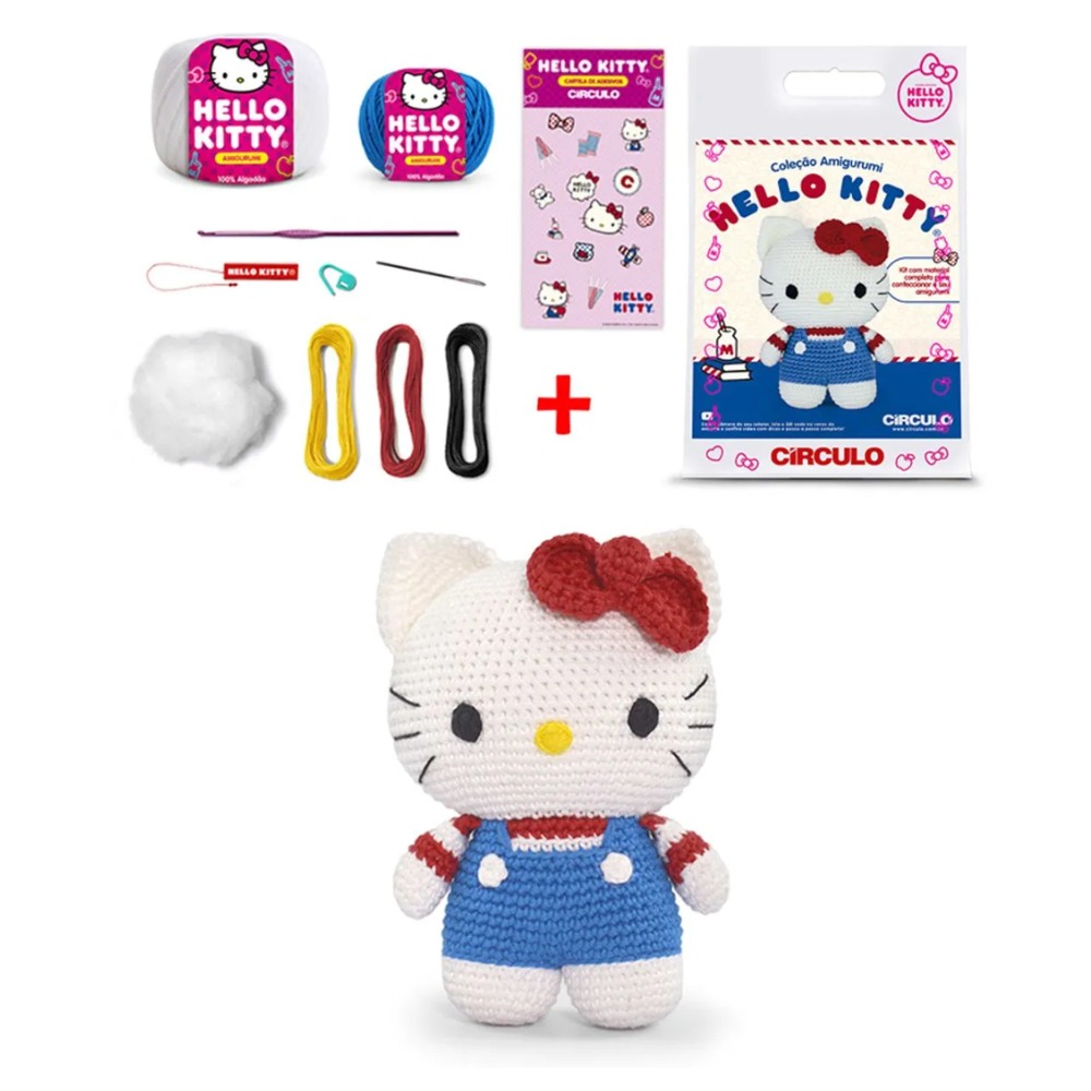 Kit Amigurumi Hello Kitty Círculo Look Listrado