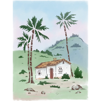 Stencil OPA 15x20 3791 Paisagem Quadro Casinha de Campo