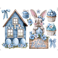 Transfer Têxtil 20x27,5cm TTR6P-002 Páscoa Coelhos Cupcake
