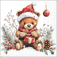Guardanapo de Papel Decoupage 33x33 Natal Teddy's Gift White 33320985