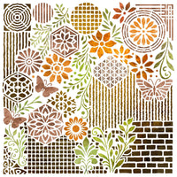 Stencil Litoarte 20x20cm STXX-315 Mix Media Borboleta e Flores