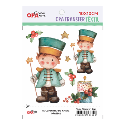 Transfer Têxtil 10x10cm  Opa 3862 Natal Soldadinhos de Natal