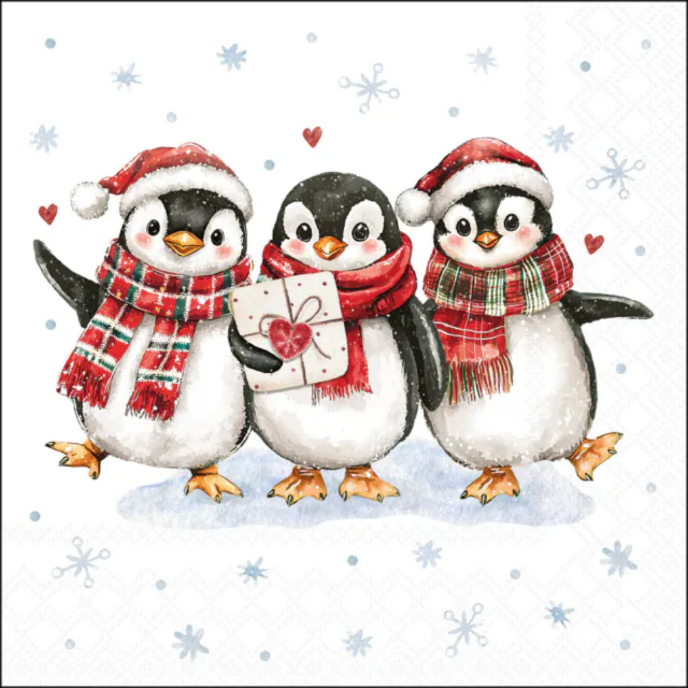 Guardanapo de Papel Decoupage 33x33 Natal Penguin Surprise 33321350