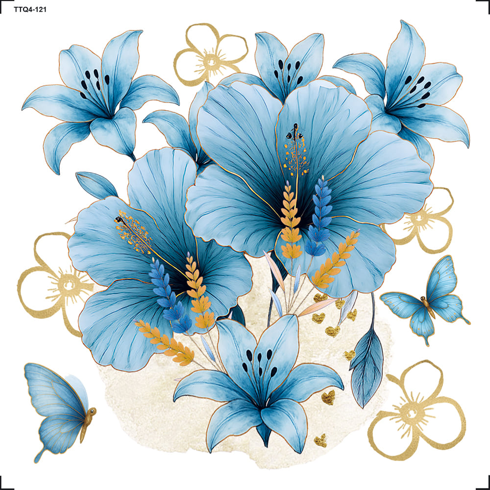 Transfer Têxtil 13,5x13,5cm TTQ4-121 Flor Azul