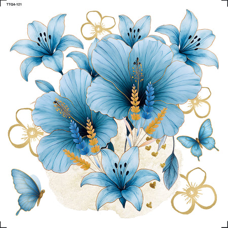 Transfer Têxtil 13,5x13,5cm TTQ4-121 Flor Azul