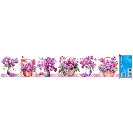 Transfer Têxtil 45x9,5cm TTB6-037 Barra Orquídeas Roxas