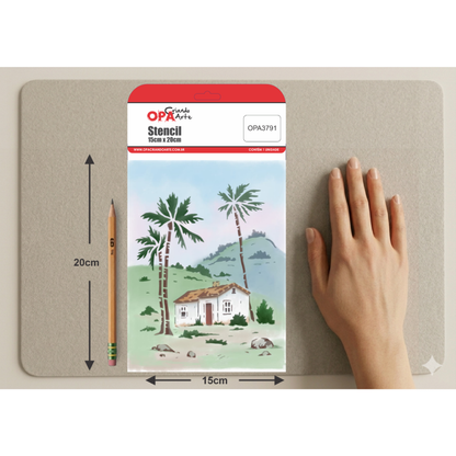 Stencil OPA 15x20 3791 Paisagem Quadro Casinha de Campo