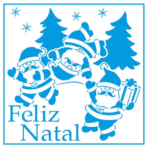 Stencil Litoarte 20x20 STXXN-007 Natal Papais Noéis Divertidos