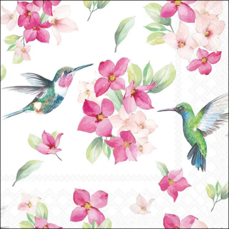 Guardanapo de Papel Decoupage 25x25 Diligent Hummingbirds white 12520620