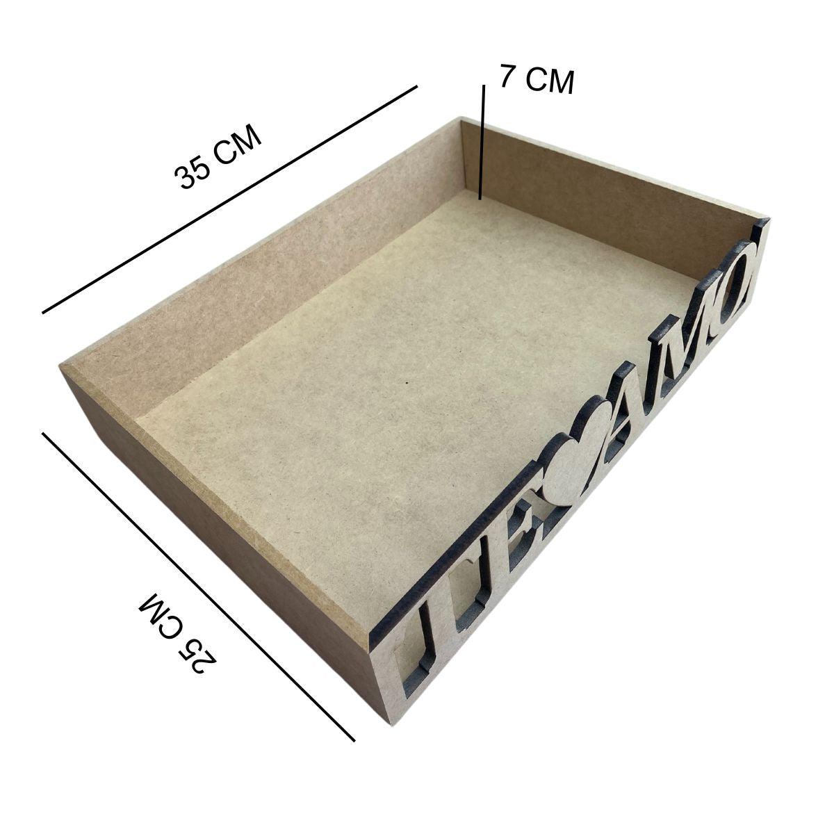 Bandeja em MDF Te Amo 35x25x7cm Retangular - Palácio da Arte