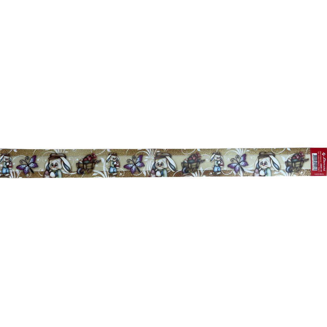 Barrinha Decoupage Adesiva 44x4cm LBAP-003 Páscoa Coelho Carriola Litocart - Palácio da Arte