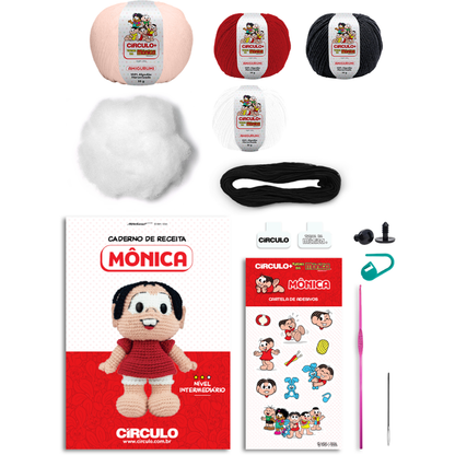 Kit Amigurumi Turma da Mônica Círculo Cor 01 Mônica
