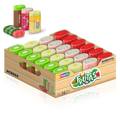 Borracha Escolar Frutas Acrilex 4,5x3x1,5cm