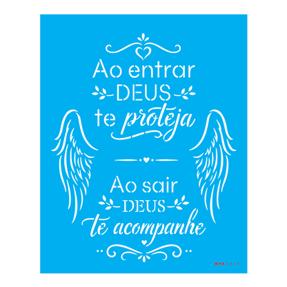Stencil OPA 20x25 3849 Religião Frases Deus te Proteja