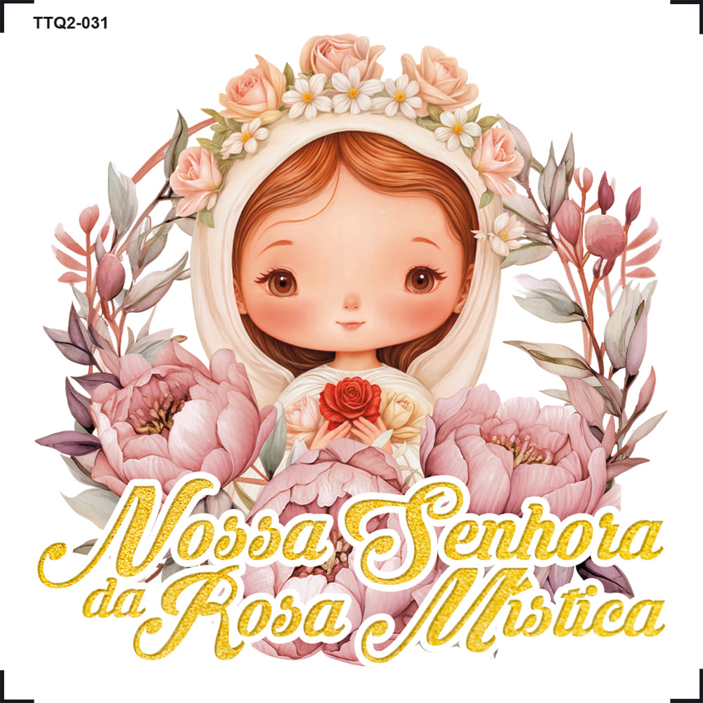 Transfer Têxtil 8x8cm TTQ2-031 Nossa Senhora da Rosa Mística