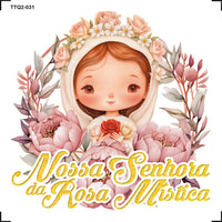 Transfer Têxtil 8x8cm TTQ2-031 Nossa Senhora da Rosa Mística