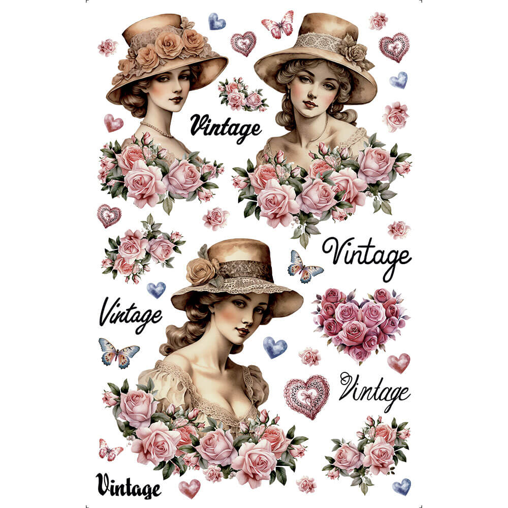 Transfer de Imagem Litoarte 19,5x29,5cm TIB-050 Dama Vintage