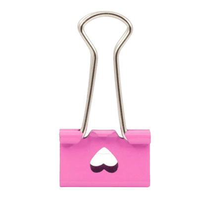 Binder Clips Prendedores de Papel CIS 19mm Coração Rosa com 8 Unidades - Palácio da Arte