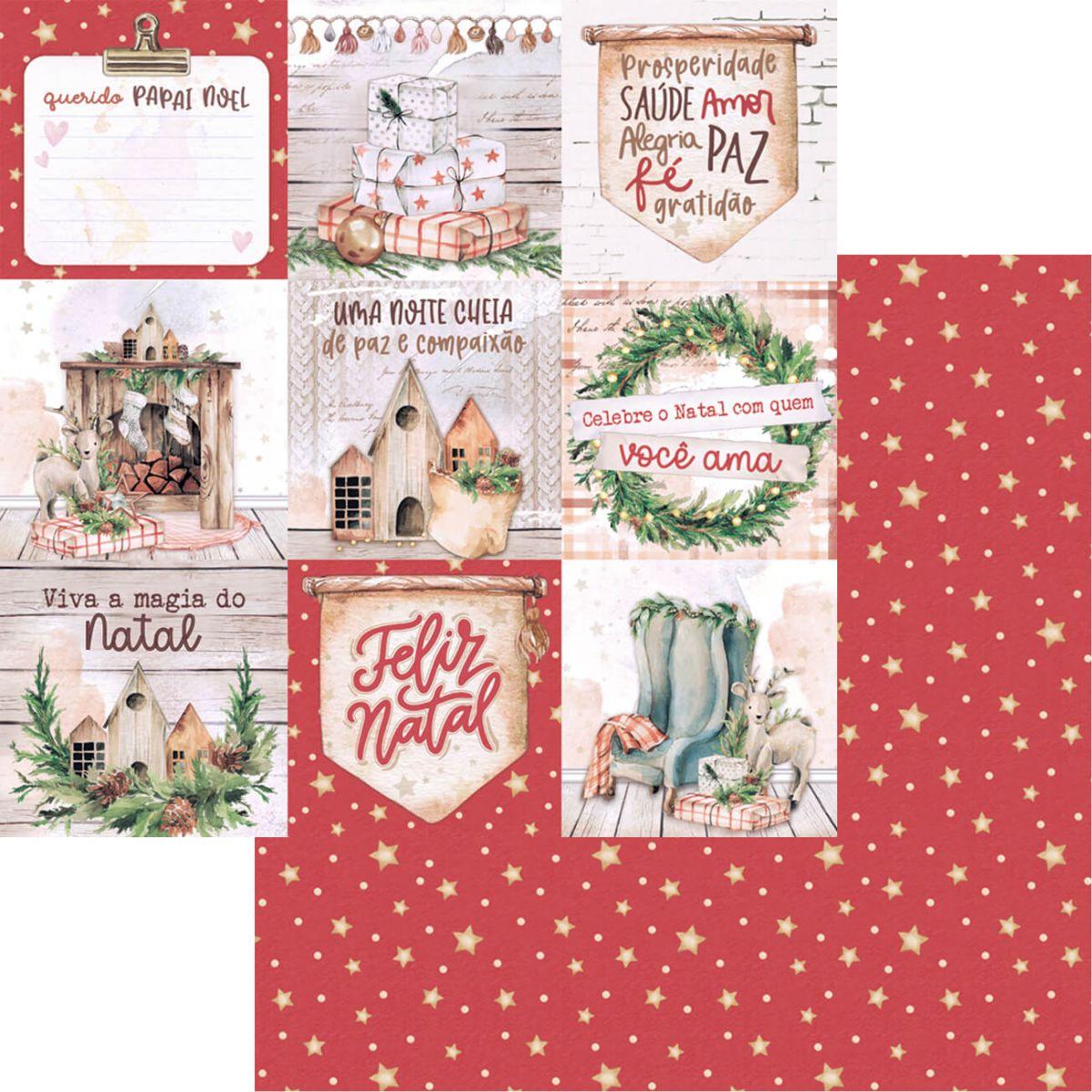 Bloco de Papel Litoarte SBXVN-003 15x15cm Natal Boho - Palácio da Arte