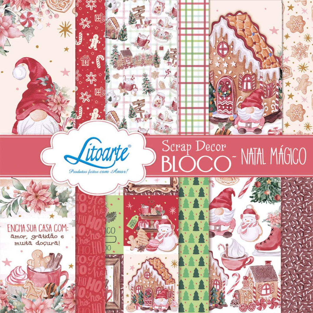 Bloco de Papel Litoarte SBXVN-004 15x15cm Natal Mágico - Palácio da Arte