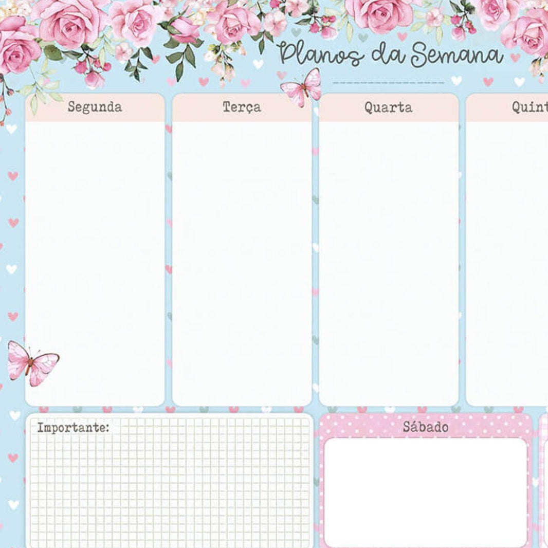 Bloco Planner Semanal Flores Litoarte BSL-001 26,8x19,8cm - Palácio da Arte