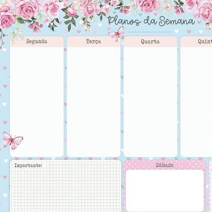 Bloco Planner Semanal Flores Litoarte BSL-001 26,8x19,8cm - Palácio da Arte