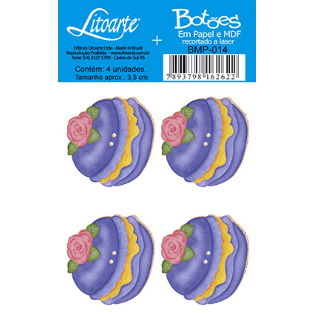 Botões de Madeira e Papel Litoarte BMP-014 3,5cm Bolo - Palácio da Arte