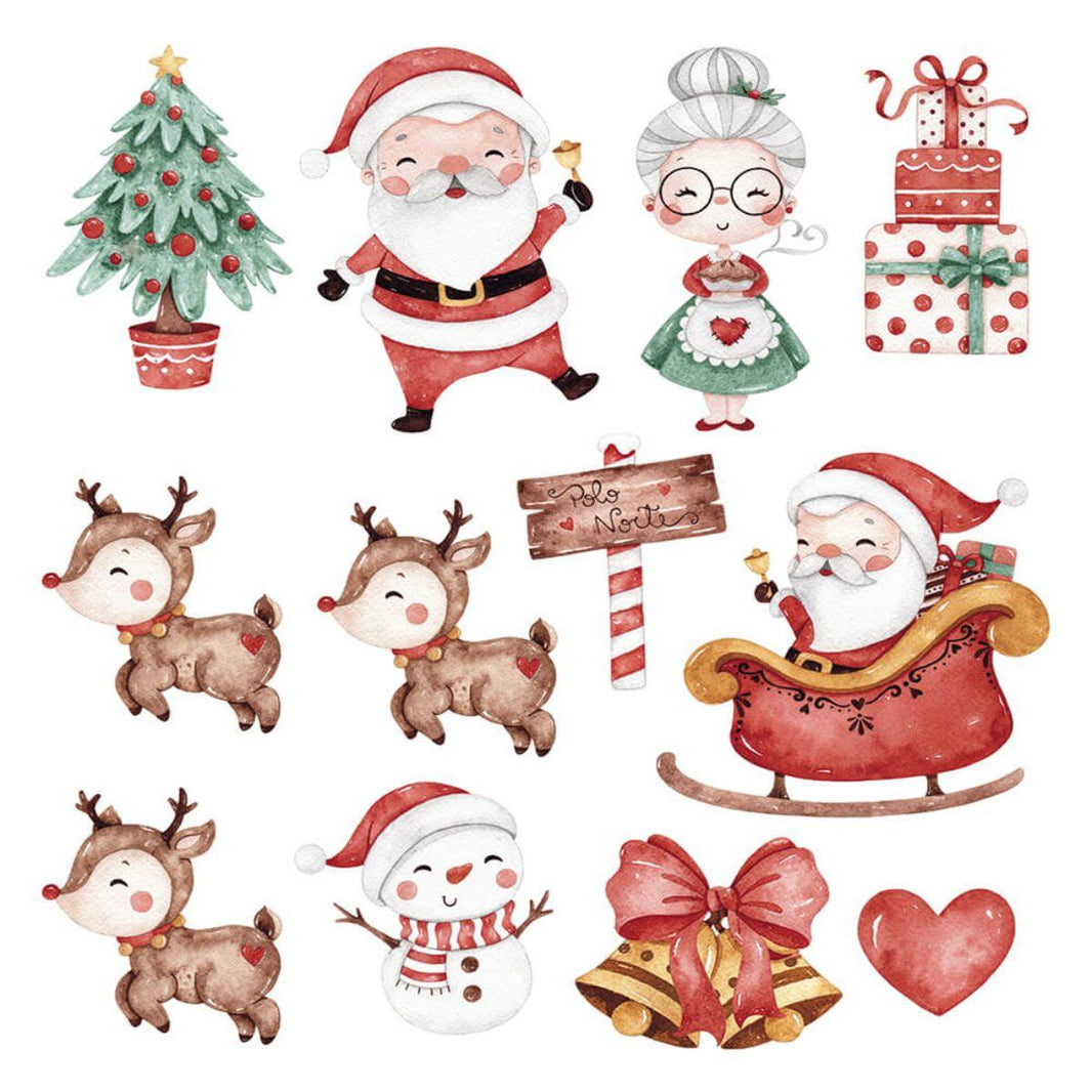 Botões de MDF e Papel Litoarte BAN-002 11x15cm Natal Papai e Mamãe Noel - Palácio da Arte