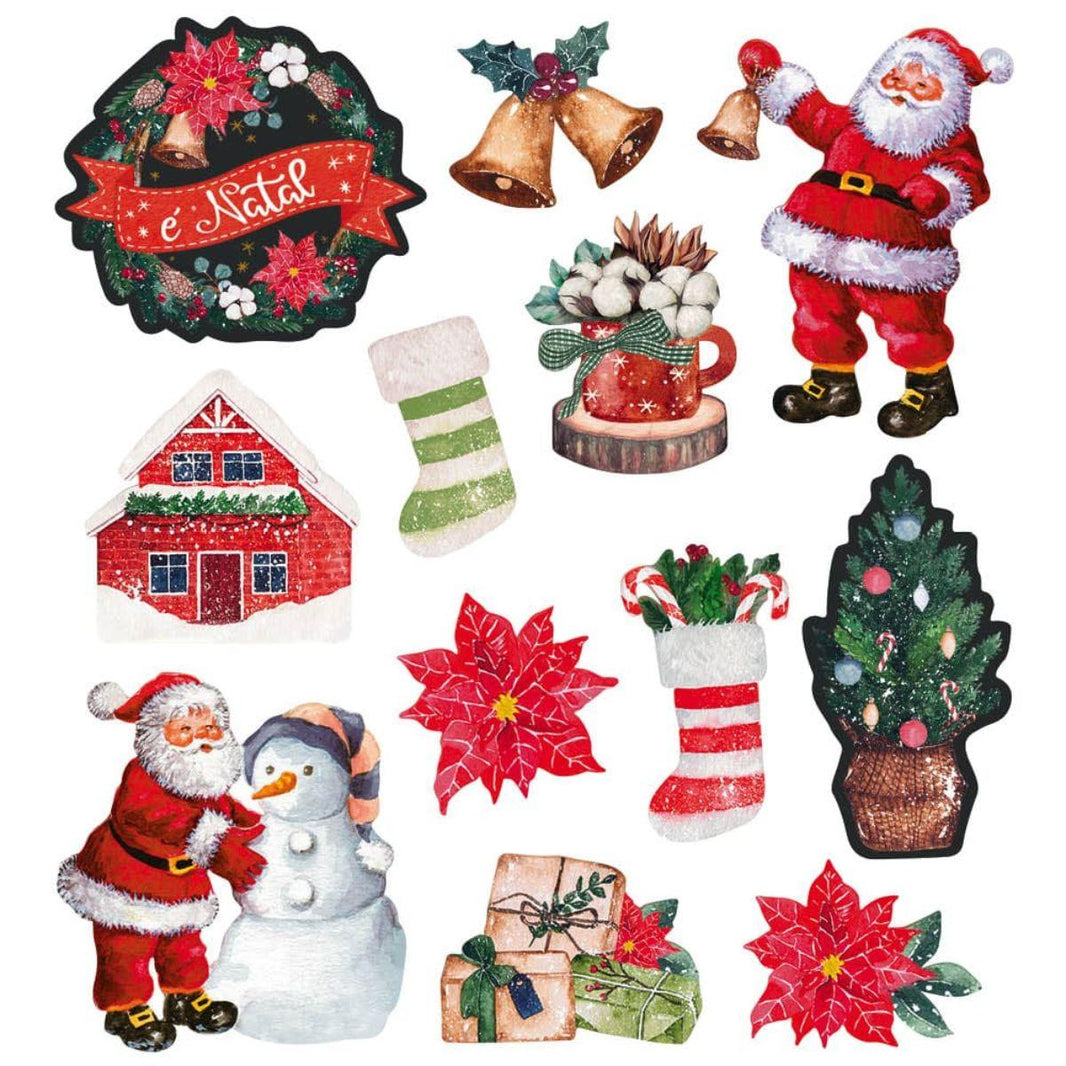 Botões de MDF e Papel Litoarte BAN-003 11x12cm Noite de Natal - Palácio da Arte