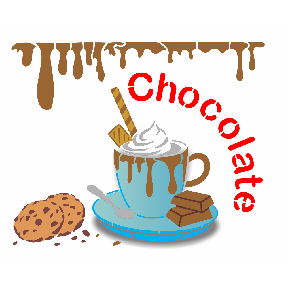 Stencil OPA 20x25 3777 Culinária Xícara de Chocolate